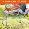 Portable Barbecue Grill Stainless Steel Camping Stove with Stand with Storage Basket Foldable Charcoal Grill BBQ Accessories