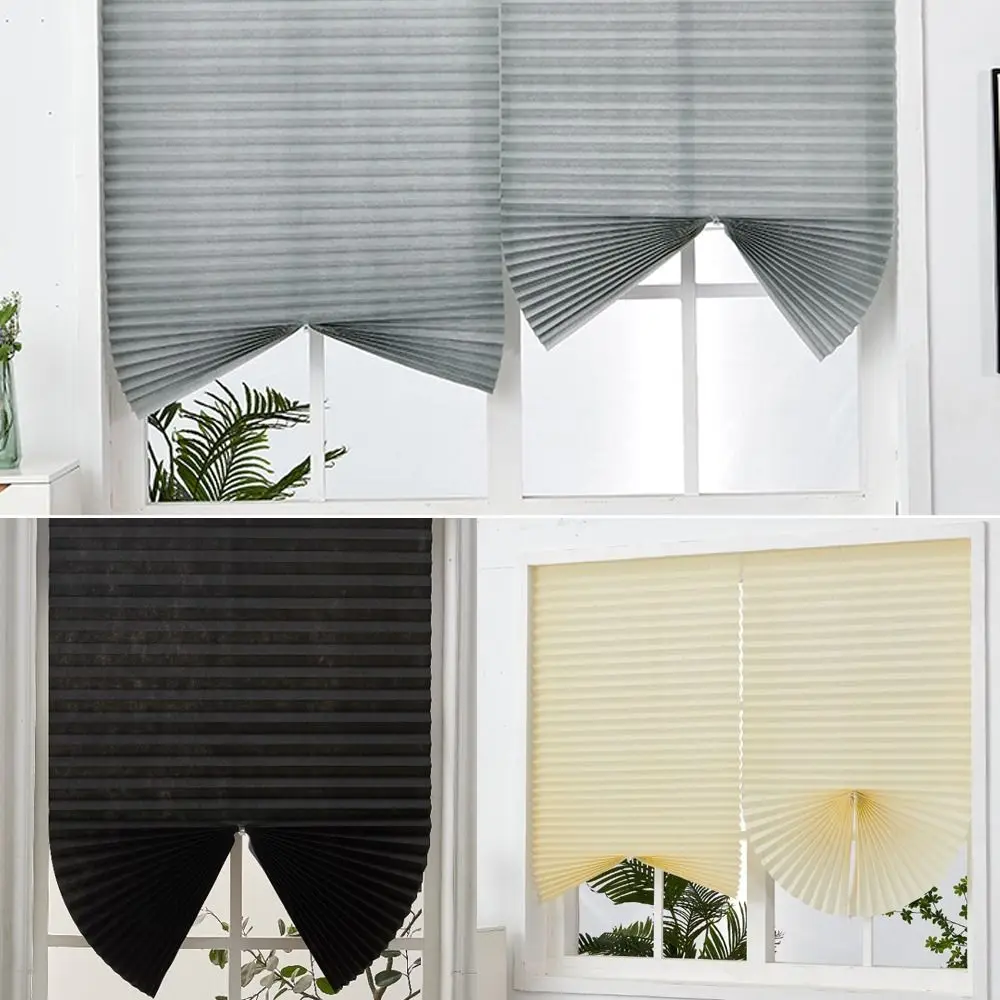 Adhesive Blackout Darkening Pleated Window Shade Blinds Portable Temporary Blinds Bedroom Apartment Dorm Roller Blackout Curtain - Image 2