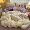 2026 Spring Summer Bedding Set Wrinkles Polyester Fiber Flower Duvet Cover Sheet Pillowcase Soft Romantic Girl Gift 4pcs Twin
