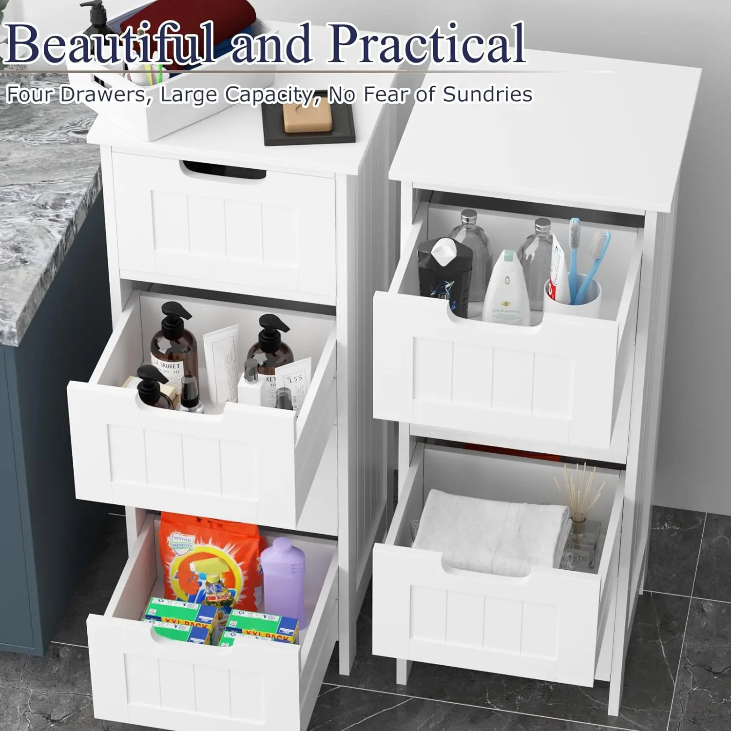 DayPlus Chest of Drawers Storage Cabinet Bedroom,White Chest of Drawers, 4 Drawers Dresser for Bedroom,Living Room,Hallway - Image 5