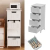 4 Drawers Dresser, Wooden Freestanding Storage Cabinet, Floor Standing Tall Narrow Storage Cupboard Organiser Unit for Bedroom