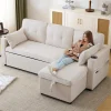 PINGGO 3-in-1 Convertible Sofa Bed with Internal Storage Chaise, L Shaped Sleeper Sofa Couches Pullout Sectional Daybed