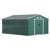 Outsunny 13 x 11ft Metal Garden Shed, Outdoor Storage Tool House with Ventilation Slots, Green