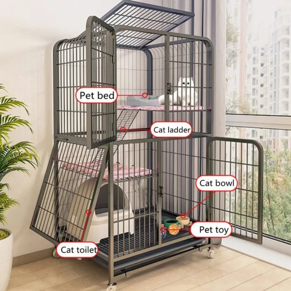 Window Openable Mesh Cat Cages Creative Pet Villa Duplex Luxury Cat Dog House Large Capacity Indoor Cat Cage for Household Use - Image 3