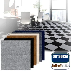 10pcs 30x30cm Self Adhesive Carpet Floor Tiles Sticker Square Rugs Peel and Stick Mat Flooring Room Bedroom HomeDecor