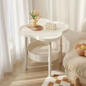 [Plaid and Comfortable] Casual Modern Bedside Table with Portable Storage Rack - Space-Saving Design, Plastic Legs, No Power Sup