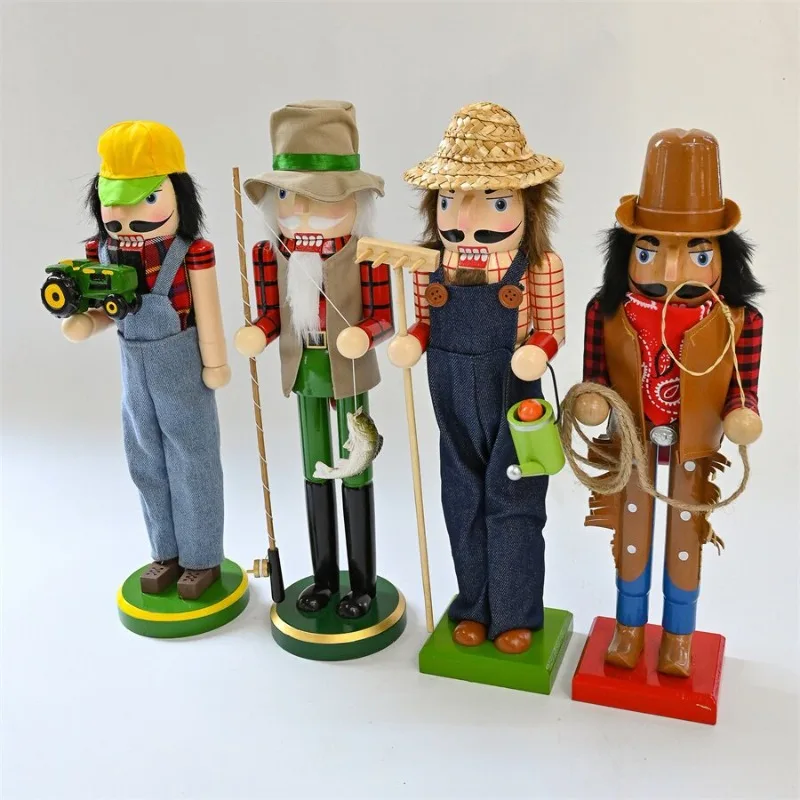 Wooden Nutcracker Soldiers Driver Fisherman Cowboy Gardener Figurines Rustic American Country Style Home Decor Ornaments - Image 4