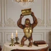 Wood-grain Gorilla Sculpture Resin Animal Sculpture Decorative Piece for Home, Bedroom, Living Room, Study, and Counter