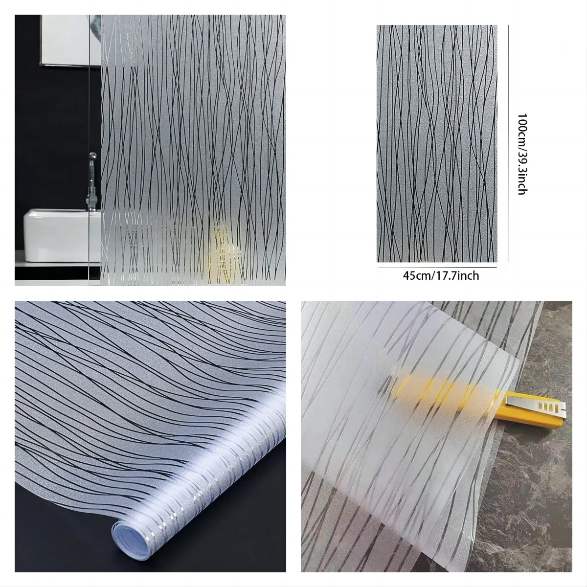 Frosted Window Film Privacy Film for Glass Windows Stripe Patterns Window Frosting Film Self-Adhesive Glass Film for Home Office - Image 5