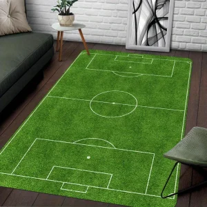 VIKAMA Football Field Area Rug, Soft Anti-Slip Sports Field Game Mat, Living Room Bedroom Anti-Slip Floor Mat Home Decor