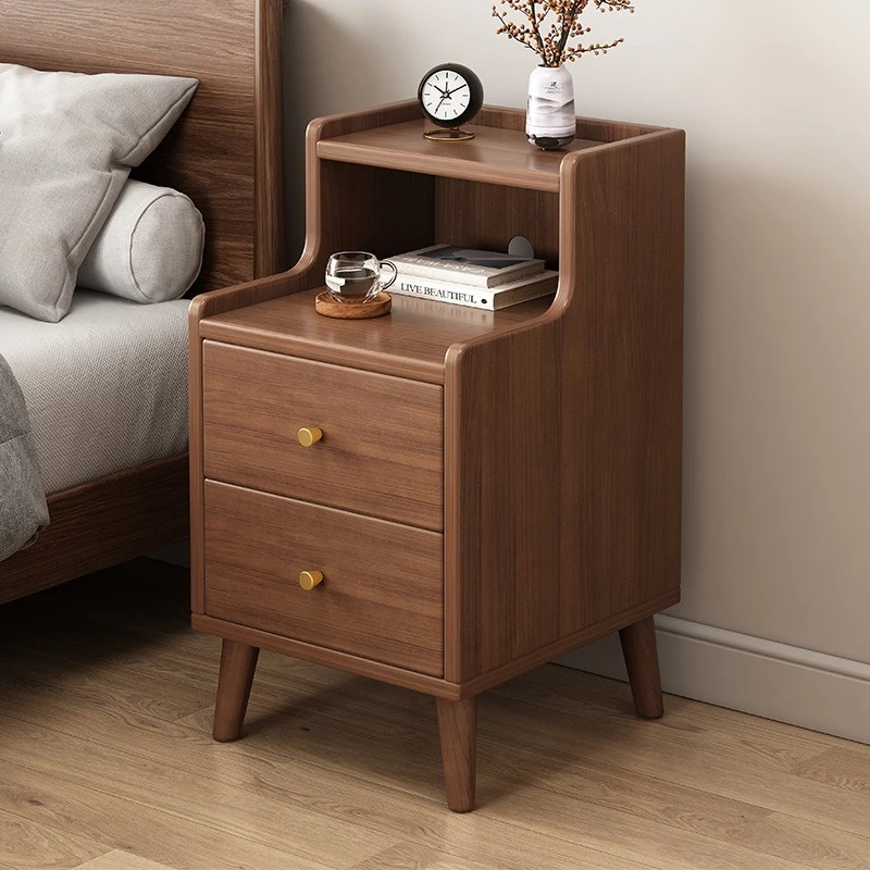 Bedside cabinet, household small bedroom storage, narrow cabinet, mini storage shelf, solid wood color, multi-purpose storage