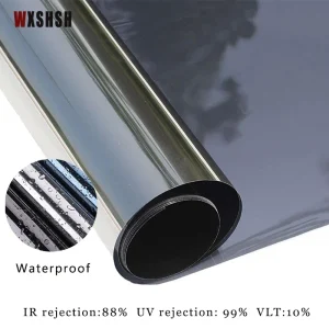 Window Privacy Film One Way Daytime Privacy Static Cling Sun Blocking Anti UV Reflective Window for Home and OfficeBlack Silver