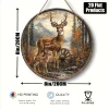 2D Flat, 1pc Rustic Deer & Forest Scene Round Wall Art - 8x8 Inch Vintage Wooden Decorative Sign with Pre-Drilled Holes, HD Prin