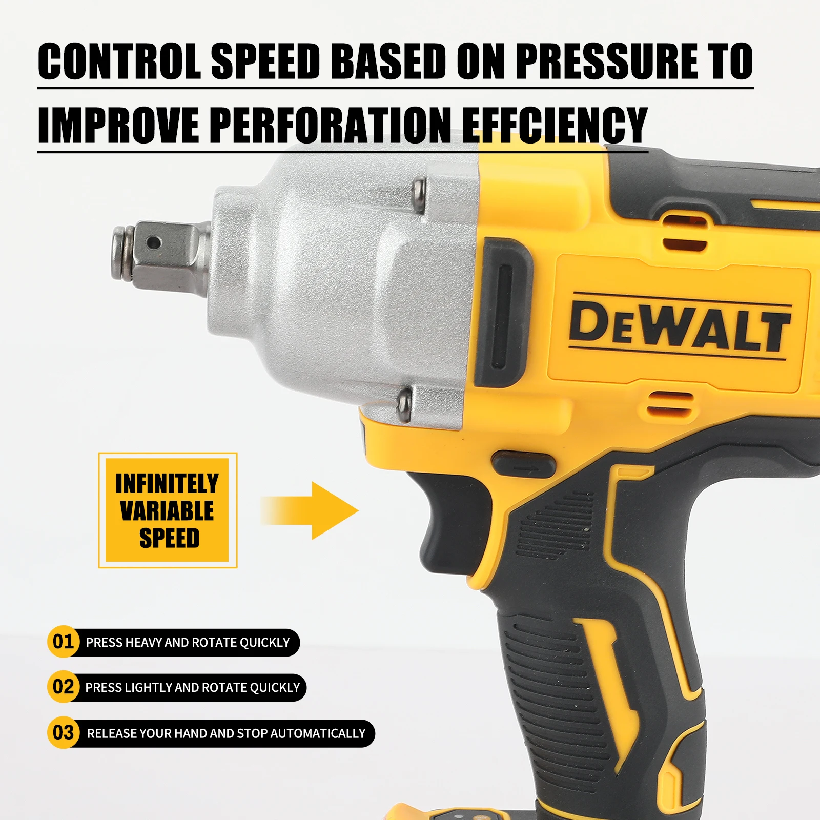 DeWALT Brushless Impact Wrench:20V Power,1898N.M Torque,Pressure-Driven Speed,Double Safety&Ergonomic Design for Heavy-Duty Jobs - Image 4