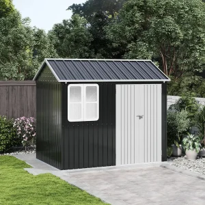 【Breeins】4-pane Window Nordic Cottage Storage Shed Outdoor Metal Garden House Double Hinged Lockable Doors for Backyard