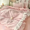 3 Piece Sheet Set pink plaid duvet cover Set , comfortable Bedding Set Bedspread for All Season