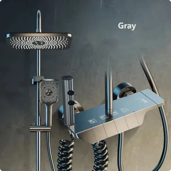 Bathroom Shower Faucet Set 4 Functions Digital Display Shower Thermostat Hot Cold Showers Mixer Pressure Discharge Copper Taps - Image 2