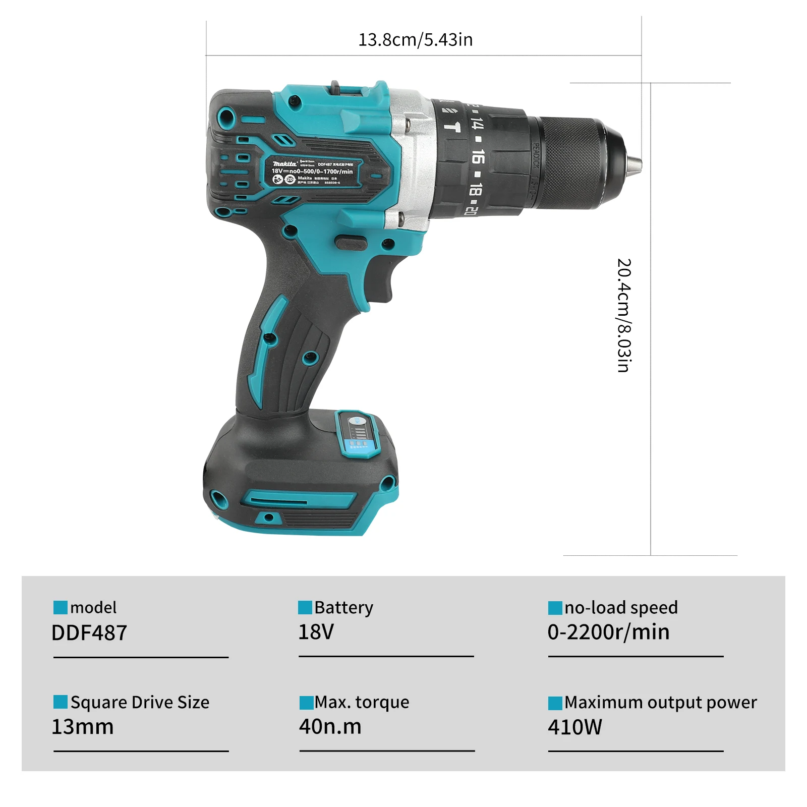 Makita 18V Brushless Drill Driver 60N.m Max Torque 20+1 Clutch 6.0Ah Battery Keyless Chuck for Home DIY & Construction Drilling - Image 4