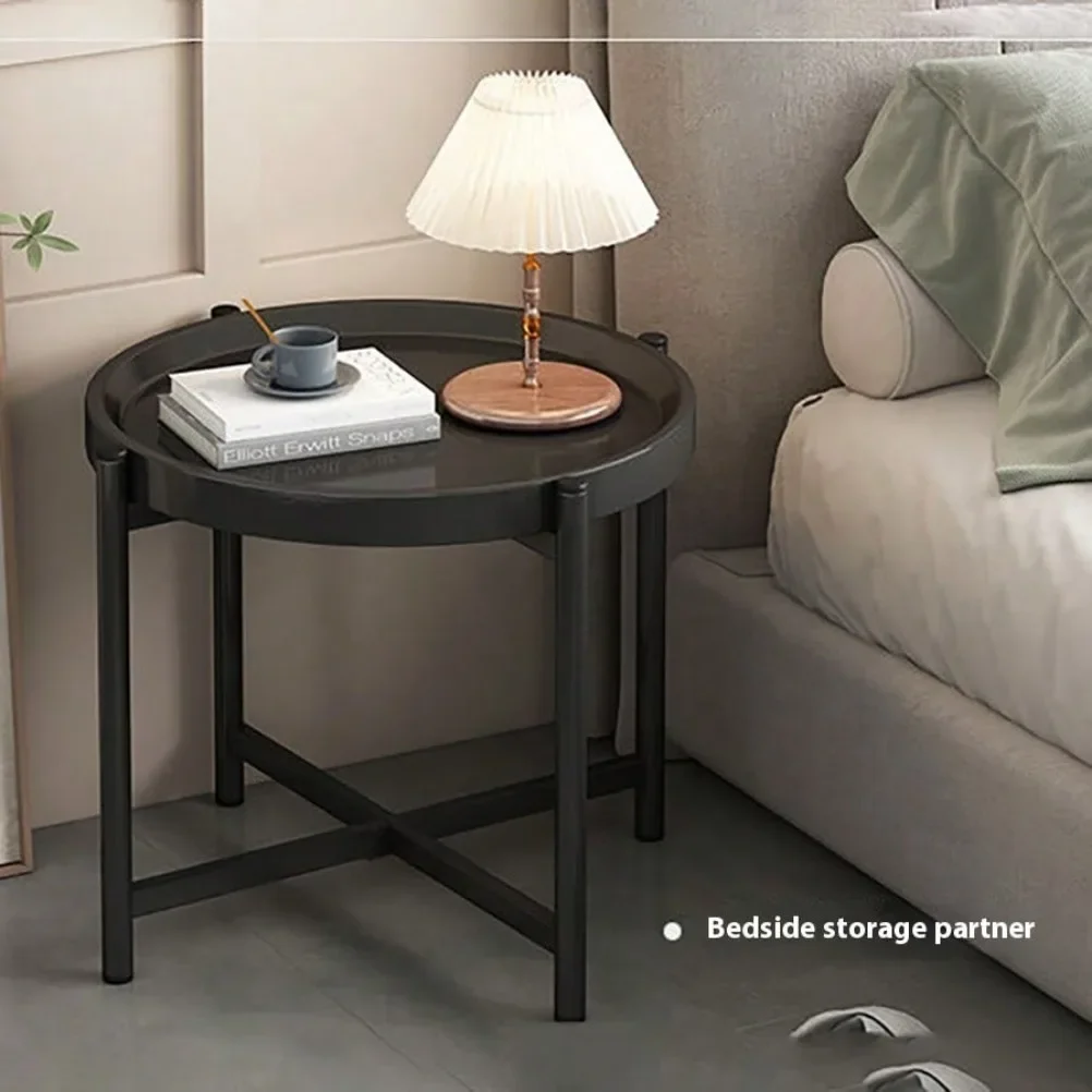 Vintage Coffee Table Simple Sofa Side Table Bedroom Bedside Cabinet Home Round Wood Storage Shelf Living Room Furniture - Image 5