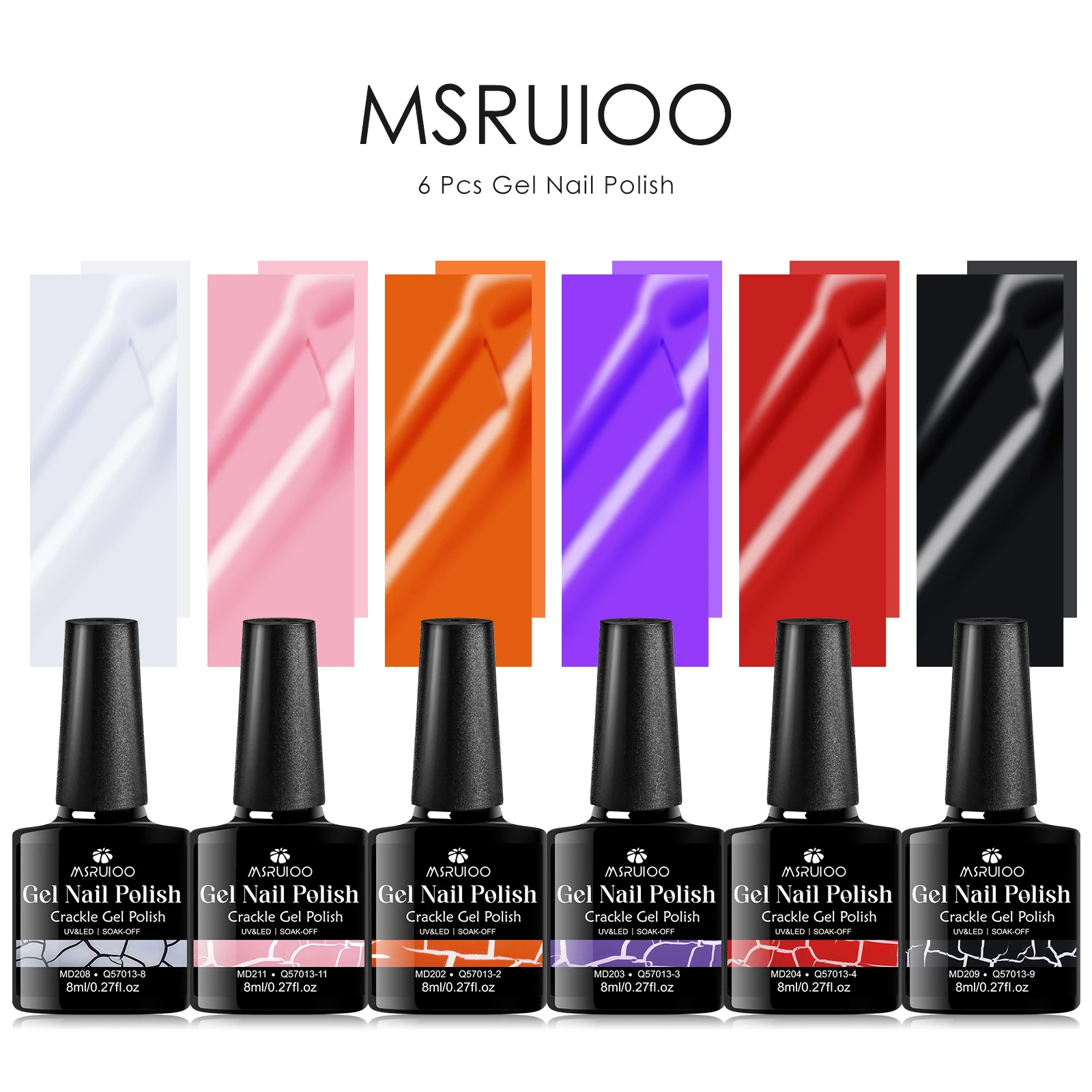 6pcs 8ml Crackle Gel Nail Polish Set Cracking Nail Gel Quick Dry Nail Art Varnishes Hybrid Semi Permanent Soak Off UV Gel Polish - Image 3