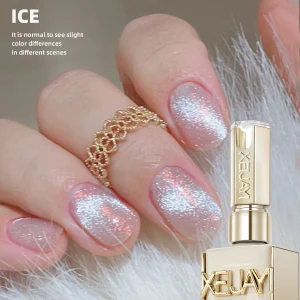 15ml Snow Pear Crushed Ice Cat Eye Gel Nail Polish, Shiny Bubble-Free UV/LED Quick-Drying Gel Suitable For Nail Art DIY Design