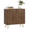 HOMCOM Sideboard Storage Cabinet with Luxurious Steel Lines Steel Legs Brown