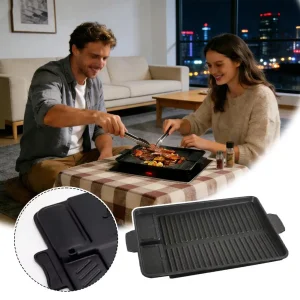 Black Healthy Stone Nonstick Smokeless BBQ Plate Portable Outdoor Camping Indoor Kitchen Teppanyaki Cassette Stove Pan
