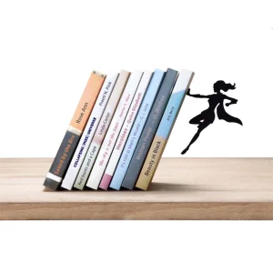 Metal Bookshelf for Super Hero Bookend Metal Bookshelf Book Mute Shelf Stable Office Desktop Book Storage Ornament