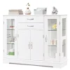 GOFLAME Kitchen Buffet Server Sideboard Wooden Storage Cupboard Cabinet-White