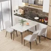 Modern Kitchen & Dining Table - Natural Texture Sintered Stone Top with Metal Frame | Ideal for Dining Room& Living Room
