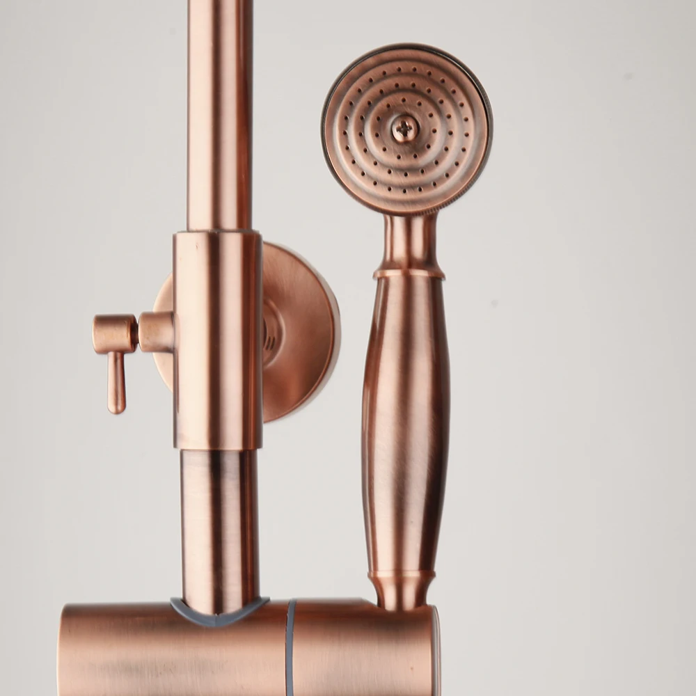 ZAPPO Antique Copper Rain Shower System Wall Mounted Shower Set with 8 inch Brass Rainfall Shower Head with Bathtub Mixer - Image 6