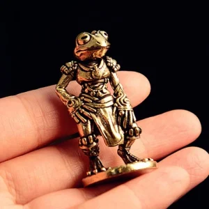 〔W〕Graceful Frog Statue Ornaments Mini Antique Brass Frog Animal Sculpture Home Desk Decoration Tea Pet Collection Exquisite