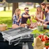 Portable Barbecue Grill Stainless Steel Camping Stove with Stand Multi-Function Charcoal BBQ Grill for Outdoor Camping Picnic