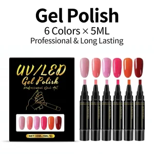 5ml Nail Gel Polish Set DIY Nail Art Design 6PCS Manicure Painting Gel Kit Long Lasting Fashion Color Mixing Nail Art Brush Tool