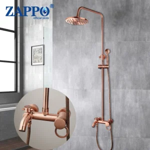 ZAPPO Antique Copper Rain Shower System Wall Mounted Shower Set with 8 inch Brass Rainfall Shower Head with Bathtub Mixer