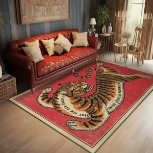 Retro Art Tiger Carpet Luxury Extra Large Living Room Decoration Carpets Comfortable Refreshing Easy Care Bedroom Elegant Rug IG