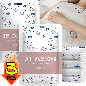 Non-Woven Bedding Set Thickened Disposable 3/4pcs Bed Sheet Set Portable Bedding Set Travel Hotel Dirty Proof Isolation Sheets