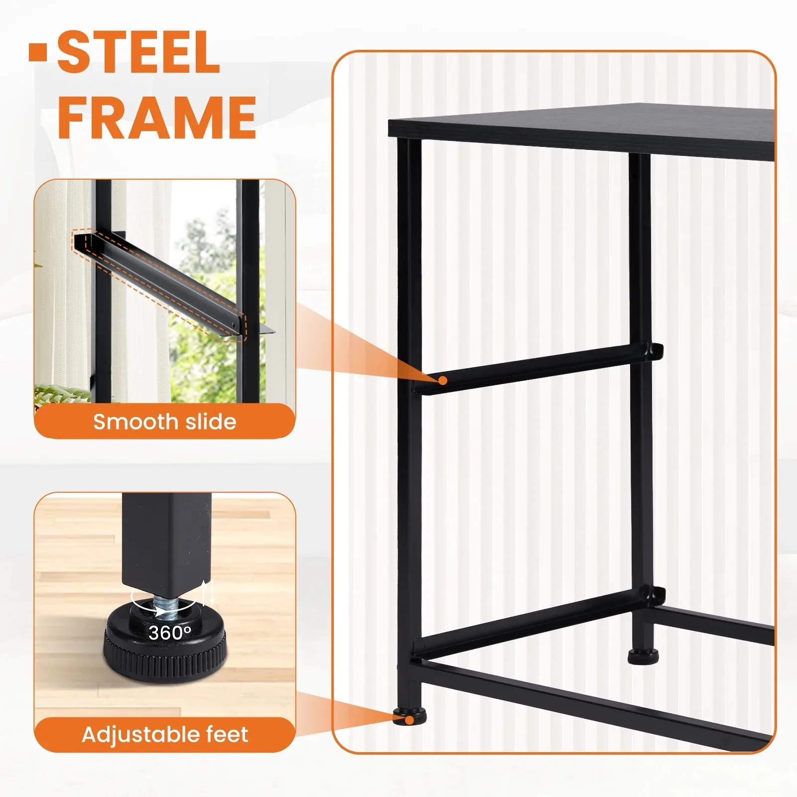 Nightstand with 2 Drawers & Fabric Bins, Rustic Brown Bedside Table for Bedroom, Dorm, Entryway. - Image 6