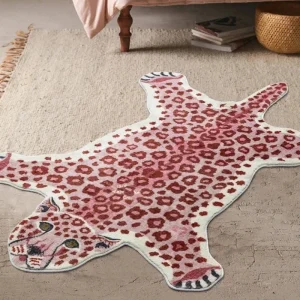 VIKAMA Cartoon Leopard Carpet For Cooling And Warmth, Home Decoration, Bedroom Plush Floor Mat, Living Room Rest Area Floor Mat