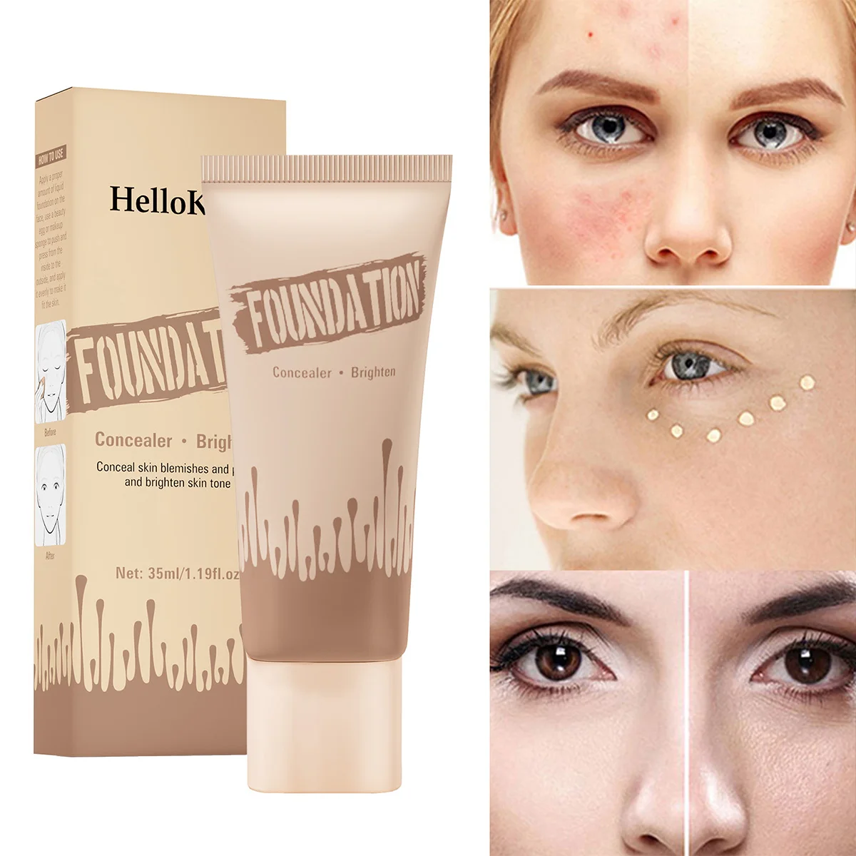 Full Coverage Foundation, Matte Finish Oil-control Liquid Foundation, Covering Blemishes And Dark Spot, Concealer Cream - Image 2