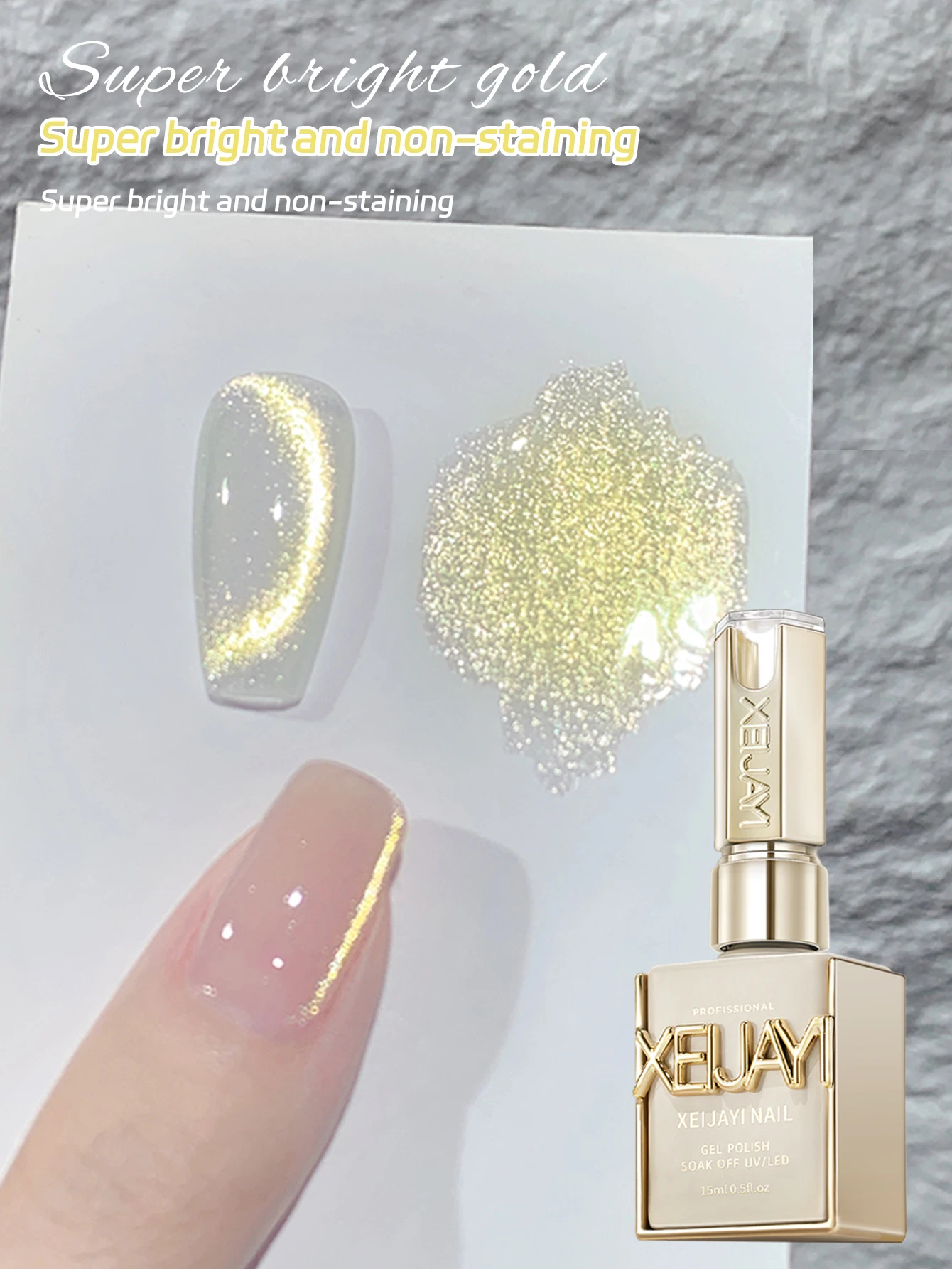 15ml Snow Pear Crushed Ice Cat Eye Gel Nail Polish, Shiny Bubble-Free UV/LED Quick-Drying Gel Suitable For Nail Art DIY Design - Image 5