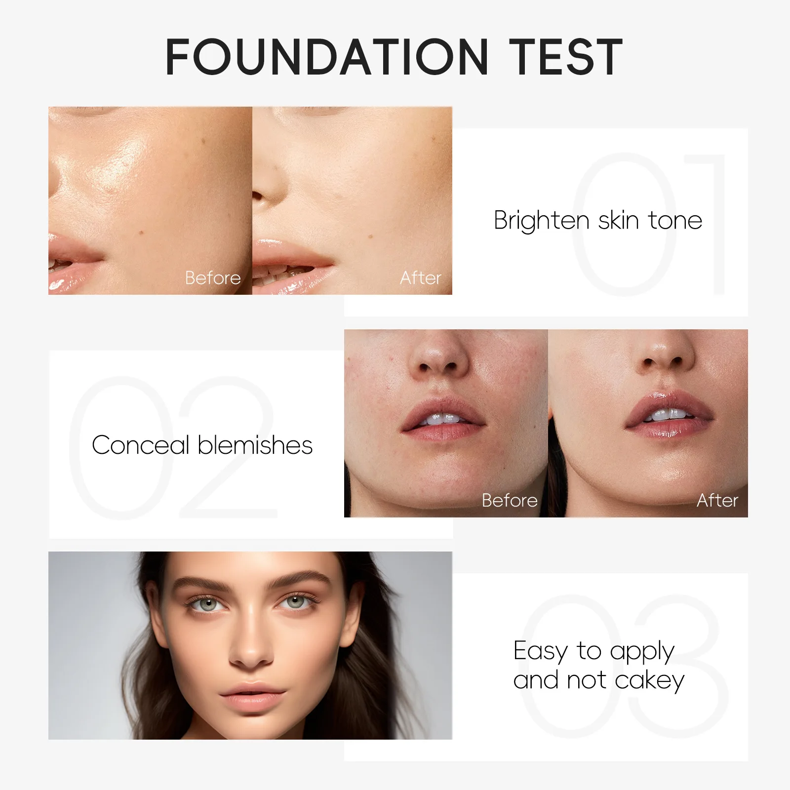 LAIKOU Liquid Foundation Multiple Shades Hydrating Natural Finish Creamy Full Coverage Makeup Base Long Lasting Wear 30ml - Image 5