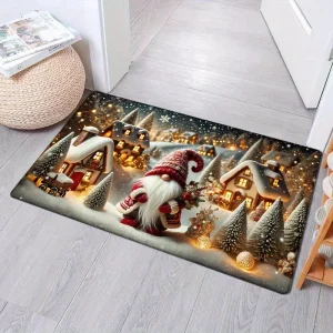 VIKAMA Winter Christmas Snowman Rug Suitable for Bedroom and Living Room Soft and Comfortable Floor Mat Home Decor