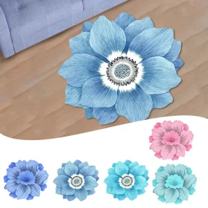 1pc Non-slip Flower Carpet Chinese Style Lotus Floor Mat Bedside Blanket Cloakroom Mat 40x40cm Home Living Room Decoration