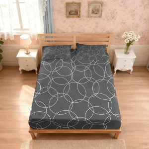 3pcs Geometric Line Printed Coreless Bed Sheet Set, Multi Size Soft Bed Cover, Bedroom Bedding Decoration