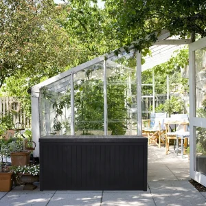 Garden Cushion Storage Box Waterproof Black & Grey, 125 cm W x56 cm D x61.5 cm H