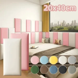 PU Leather 3d Wall Stickers Headboard Anti Collision Upholstered for Playroom Bedroom Walls Decoration Self Adhesive Wall Panels