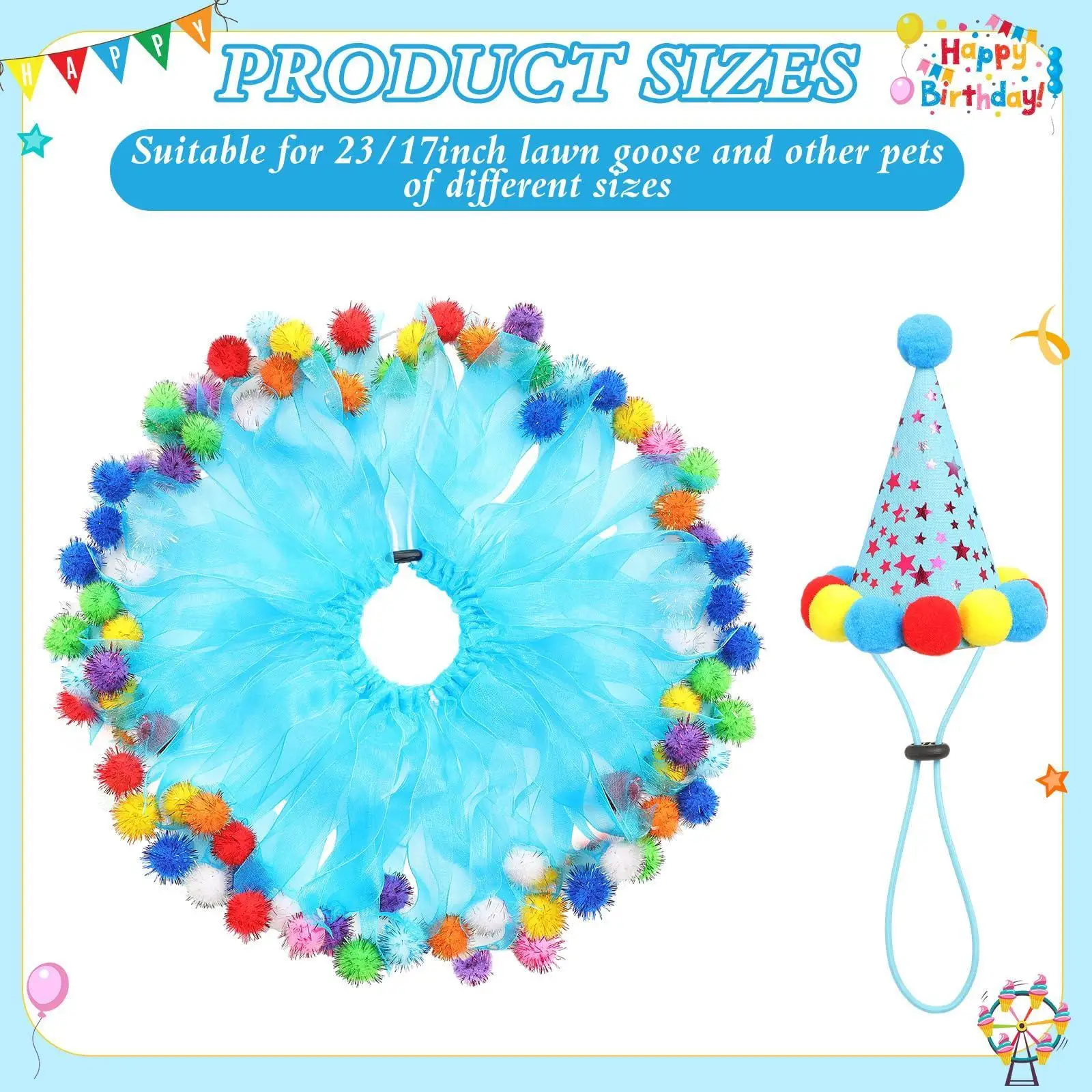 Birthday Party Goose Outfit Goose Clothes Garden Decor Outdoor Decoration for 17-23inch Sculptures for Lawn Porch Farmhouse