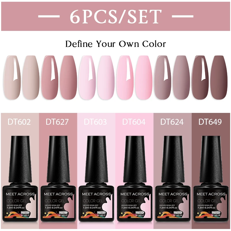 6pcs Nail Gel Polish Set Nude Pink Red UV/LED Nail Art Vernis Gel for Manicure Design All-Season Semi Permanent Quick Dry - Image 3
