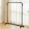 Metal Heavy Duty Clothes Rail Single Rod on Wheels Garment Rack Display Stand for Everyday Home Dormitory Hotel Add Closet Space